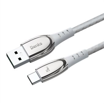 BENKS D40 zinklegering datakabel 2m 25W USB-A till Type-C snabbladdningskabel för Samsung Huawei