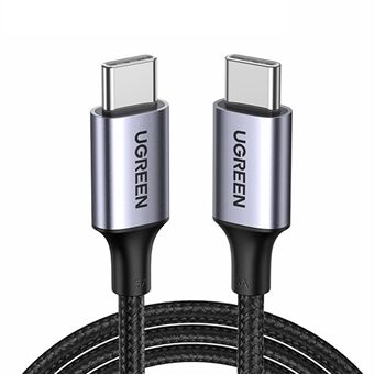 UGREEN 70427 100W 4.0 PD USB C till USB C Snabbladdningskabel Nylonflätad Type-C-kabel för Samsung S20 / MacBook / iPad Pro (1m)