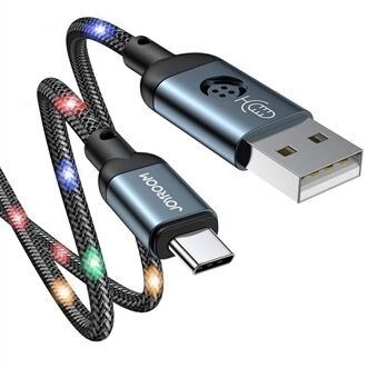 JOYROOM JR-N16 Flätad USB till Type-C Snabb 3A Laddningskabel Mobiltelefonkabel Dataöverföringssladd 1,2 m - Grå