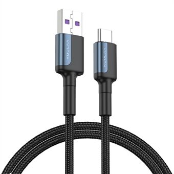 KUULAA KL-X33-C aluminiumlegering Z1 USB till typ C-kabel 3A snabbladdningsladdare Datakabel för typ C-port Mobiltelefon Tablett Laptop Hörlurar, 1m
