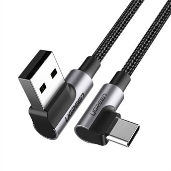 UGREEN 20856 1m 90 grader Typ-C till USB 3A snabbladdningskabel rätvinklig flätad datasladd