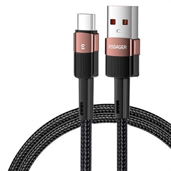 ESSAGER 2 m flätad design USB till typ C-kabel 6A snabbladdning 480 Mbps överföringstråd för surfplatta bärbar smartphone