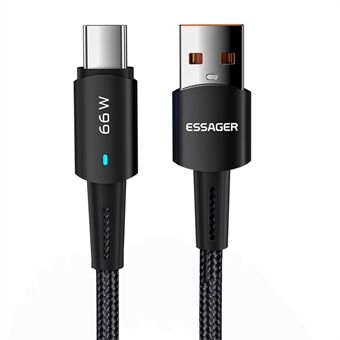 ESSAGER 0,5 m flätad design USB till typ C-kabel 6A snabbladdning 480 Mbps överföringstråd för surfplatta bärbar smartphone