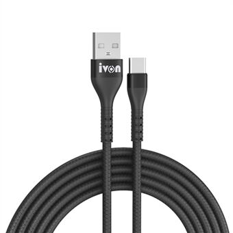 IVON CA92 1,5 m datasladd 2,4A USB till Type-C flexibel gummikabel
