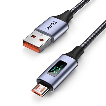 Quick AN50 USB till Micro 3A snabbladdningskabel Intelligent Display Nylon flätad datasladd