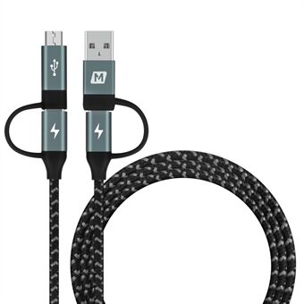 MOMAX 4-i-1 Typ-C till Micro USB & Type-C till USB A Laddnings- och datasynkronisering Nylonflätad kabel