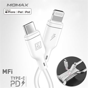 MOMAX DL36 [PD-snabbladdning] [MFI-certifierad] 1,2M Type-C till Lightning 8-stifts datasynkronisering PD-laddningskabel