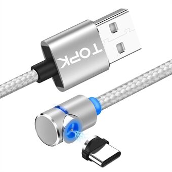 TOPK AM30 armbågsform magnetisk USB Type-C Nylon flätad laddarkabel för Samsung Huawei Xiaomi