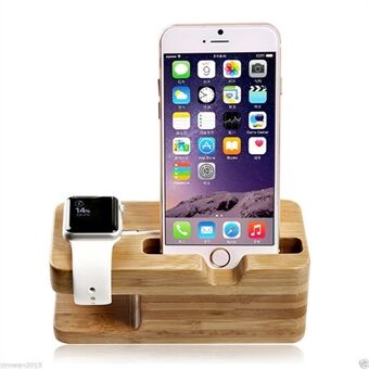 DCR-003 Naturligt bambu Trä Laddningsdocka Bas Stand Laddare Hållare för Apple Watch iPhone