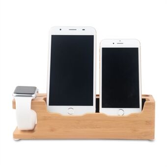 DCR-008 Desktop Station Bambu Wood Laddningsdocka Hållare för Apple Watch iPhone Samsung Huawei