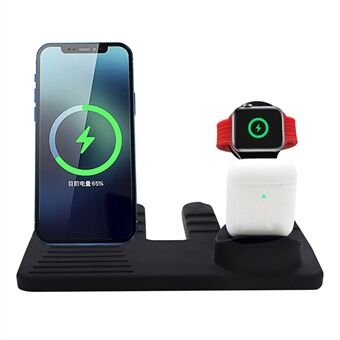 3-i-1 Silikon Desktop Laddningsbas Telefonhållare Stand för Magsafe Airpods Apple Watch
