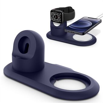 Stand för laddningsstativ i silikon Trådlös laddstationsdocka för MagSafe Apple Watch / iPhone 12-serien