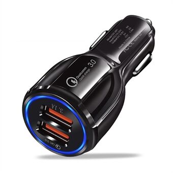 QC 3.0 Dual USB Phone Tablet Quick Charge Car Charger Adapter for AiPower Charging - Black