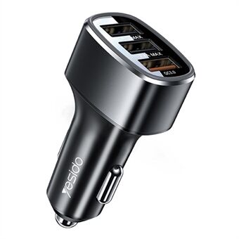 YESIDO Y46 QC 3.0 Smart Car Charger 3 USB Port 42W Mini Phone Charger for iPhone/Samsung/Huawei/HTC