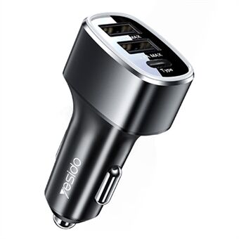 YESIDO Y47 3 Ports 49W Fast Charging Car Charger Type-C Phone Power Adapter