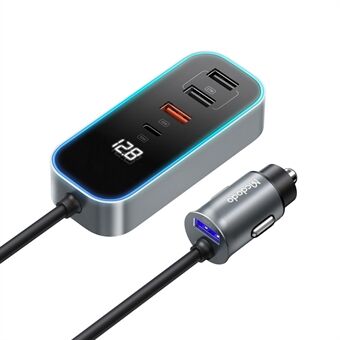 MCDODO CC-1900 107W Digital Display USB-A*4+Type-C*1 5-Port Car Charger with 1.5m Cable, Dark Grey