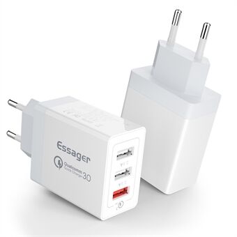 ESSAGER QC3.0 + Dual 2.4A USB 30W Travel Charger Wall Charger