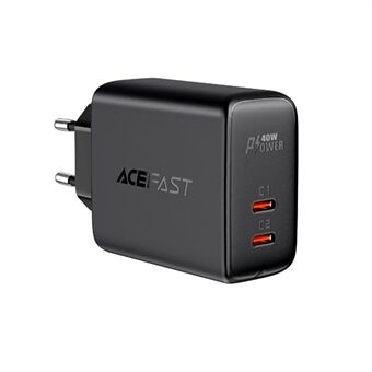 ACEFAST A9 PD40W USB C+C Dual Port Wall Charger Travel Charging Block Power Adapter EU Plug