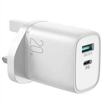 JOYROOM JR-QP2011 20W Dual Port Fast Charger QC3.0+PD Portable Mini Charger Block Cell Phone Wall Charger Adapter for iPhone 12/13 Series