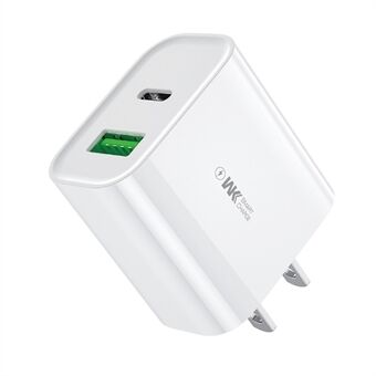 WK WP-U53 20W PD Fast Charging USB-A + Type-C Dual Ports Wall Charger Travel Power Adapter