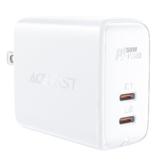 ACEFAST A31 PD50W USB-laddare GaN USB-C+USB-C Dual Port Charger Adapter Bärbart väggladdarblock (US-kontakt)