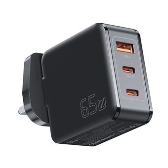 ESSAGER 65W Multi-Port GaN Quick Charger 2 USB-C+USB-A Portable Mini Wall Charger Adapter