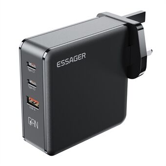 ESSAGER 140W GaN-laddaradapter 2 Typ-C+1 USB-A-laddarblock Bärbar väggladdare för resor