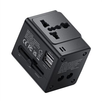 MCDODO CP-412 2.1A Universal reseladdare Adapter 2-i-1 väggladdare + uttag med dubbel USB-port (svart)
