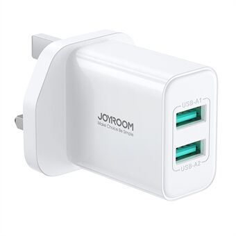 JOYROOM TCN04 UK Plugg Dubbla USB-portar Plast väggladdare 2.1A laddningsadapter för telefonplatta
