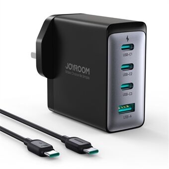 JOYROOM TCG04 UK-kontakt 100W GaN Ultra Väggladdare USB + 3*Typ-C-nätadapter med Type-C till Type-C-kabel