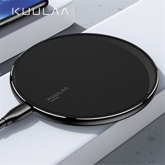 KUULAA KL-CD03 10W Max Fast Charging Pad Qi Wireless Charger for iPhone 12 11 Pro X XR XS Samsung S10 S9 S8 - Black