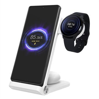 NILLKIN PowerTrio 3-in-1 Wireless Charger Mobile Phone Earbuds Charging Station with Smart Watch Charger Adapter for Xiaomi Watch S1 Pro (EU Plug)