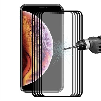 5 STK / Set HAT Prince 0.2mm 9H 2.5D Arc Edge Tempered Glass Full Size Screen Protector för iPhone (2019) / XR 