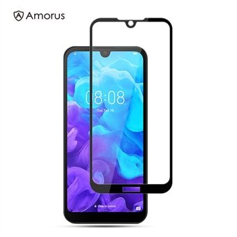 AMORUS Full Glue Silk Printing Tempered Glass Full Screen Protector for Huawei Y5 (2019) / Honor 8S