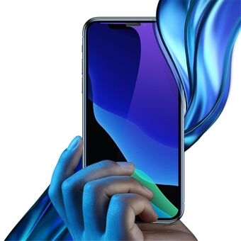 BASEUS för iPhone 11 / XR  (2019) 2 st / förpackning Helskärmsböjd Anti-blue-ray skärmskydd i härdat glas med installationsfack - Svart