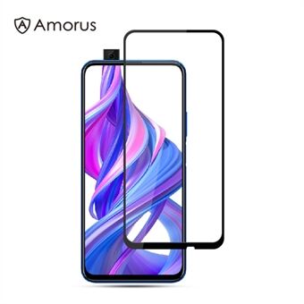 AMORUS Full Coverage Silk Printing Tempered Glass Full Glue Screen Protective Film for Huawei Honor 9X (For China)/9X Pro - Black