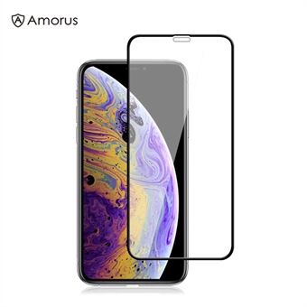 AMORUS Full Size Silk Printing Tempered Glass Screen Protective Film for Phone 11 Pro Max/XS Max 