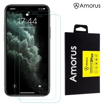 AMORUS 2Pcs 0.26mm 2.5D Arc Edge 9H Tempered Glass Screen Protector Films for iPhone 11 Pro  (2019)/X/XS 