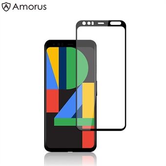 AMORUS Full Coverage Silk Printing Tempered Glass Film for Google Pixel 4