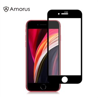 AMORUS Silk Printing Anti-explosion Full Screen [Full Glue] Tempered Glass Film for iPhone SE (2nd Generation) / 8 /7 - Black
