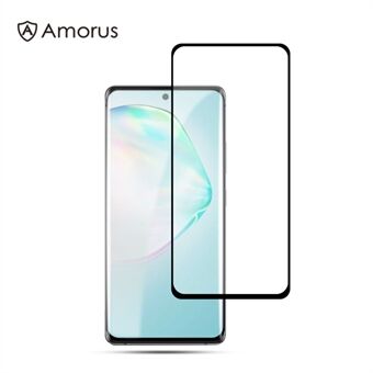 AMORUS Full Glue Full Cover Silk Printing Protective Tempered Glass  Screen Film for Samsung Galaxy A91/S10 Lite - Black