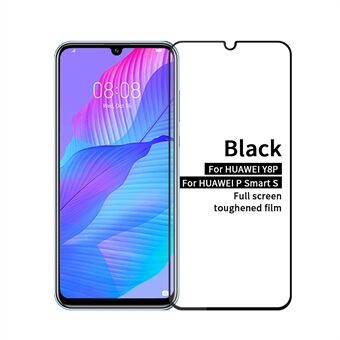 PINWUYO 3D Curved Shatterproof [Anti-fingerprint] Tempered Glass Full Screen Film Cover for Huawei Y8p/P Smart S