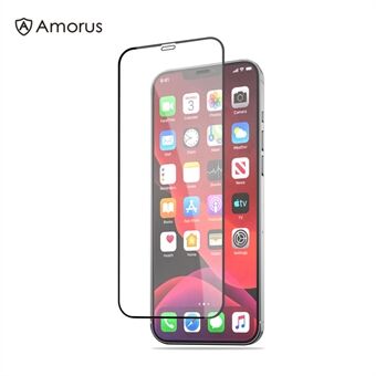 AMORUS Silk Print HD Tempered Glass Full Glue Full Coverage Screen Protector for iPhone 12 Mini - Black