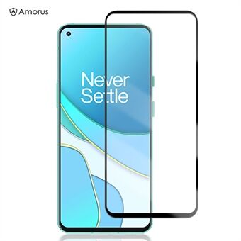 AMORUS Full Glue Full Size Silk Printing Tempered Glass Screen Protector Guard Film for OnePlus 8T