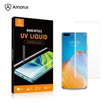AMORUS for Huawei P40 Pro [UV Light Irradiation] UV Film 3D Curved Tempered Glass Screen Protector
