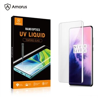 AMORUS for OnePlus 7 Pro 5G/7T Pro [UV Light Irradiation] 3D Curved UV Tempered Glass Screen Protector