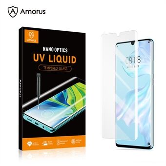 AMORUS for Huawei P30 Pro [UV Light Irradiation] UV Film 3D Curved Tempered Glass Screen Protector