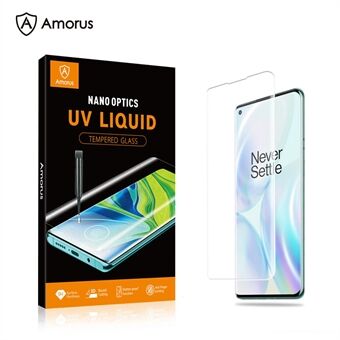 AMORUS for OnePlus 8 Pro [UV Light Irradiation] UV Film 3D Curved Tempered Glass Screen Protector