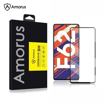 AMORUS Full Coverage 3D Curved Tempered Glass Screen Protector for Samsung Galaxy F62 - Black
