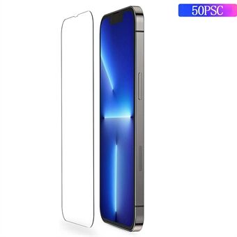 För iPhone 13 Pro Max  50 st / förpackning Ultra Clear High Aluminium-silikon härdat glas Anti- Scratch skärmskydd